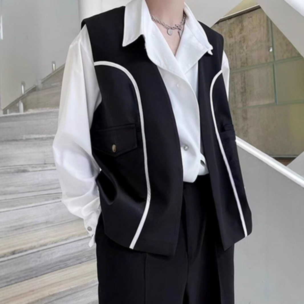 春秋新款男士美式工装西装马甲