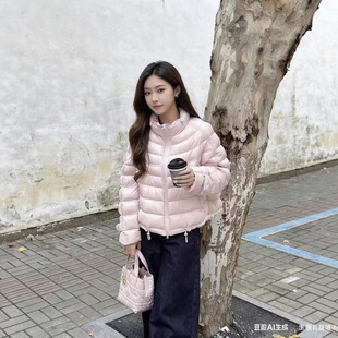 2026韩版冬新款泡芙排骨羽绒服女短款90白鸭绒宽松立领小个子外套