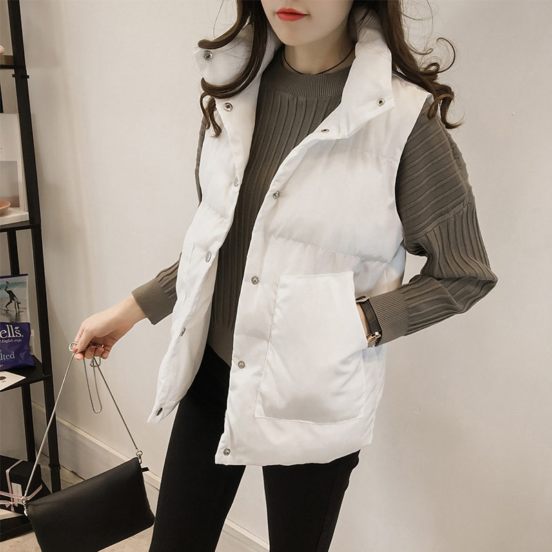 韩版冬季女学生宽松短款棉马甲