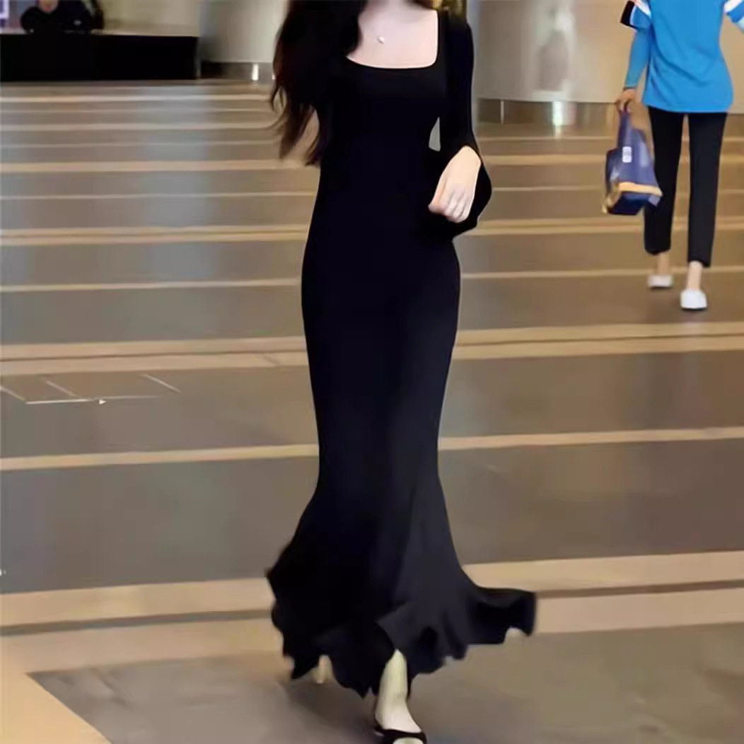 步步生莲性感鱼尾连衣裙