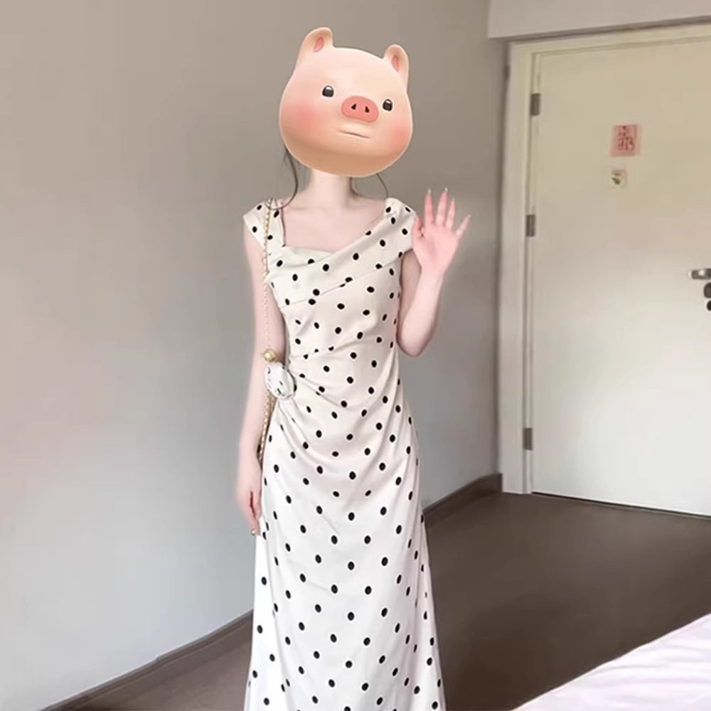盛夏多巴胺法式波点连衣裙子女2026新款夏季穿搭气质掐腰显瘦长裙