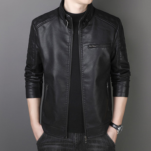 修身 男士 英伦休闲pu皮仿皮潮流上衣外套 新款 皮衣男立领2026春装