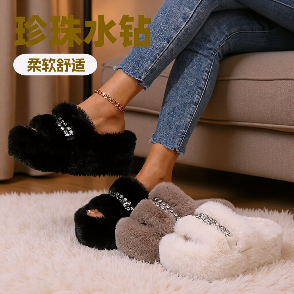 2026新款加绒保暖厚底女棉拖