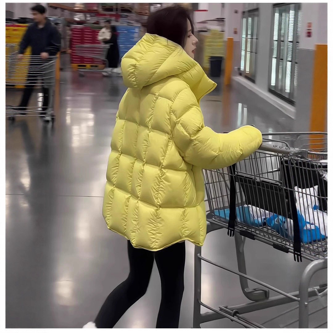 2026冬季新款韩版时尚气质百搭宽松泡芙感灰色白鸭绒羽绒服外套女