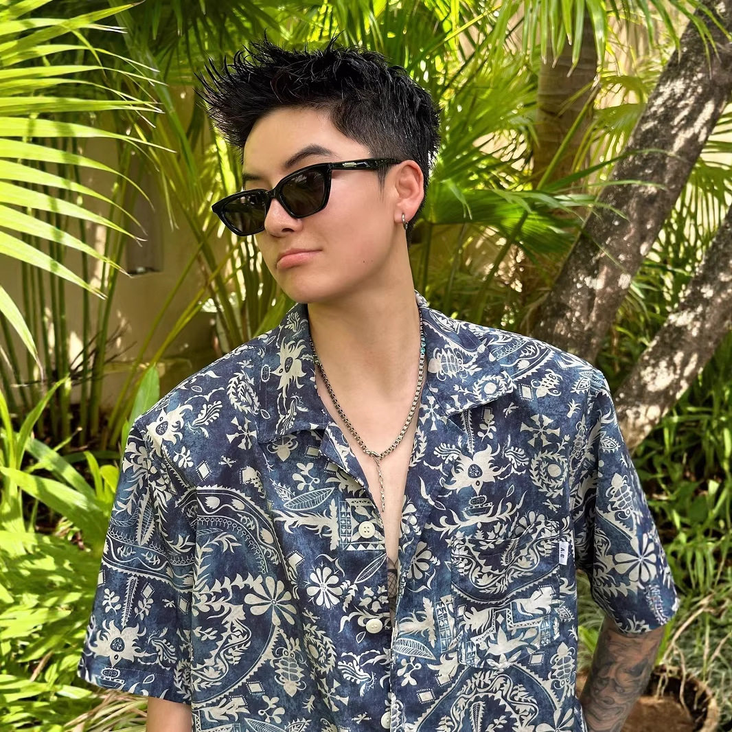 港风古巴领夏威夷碎花短袖男衬衫
