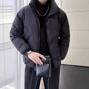 欧洲站白色短款棉衣男简约风轻薄保暖时尚潮流男士冬季百搭外套