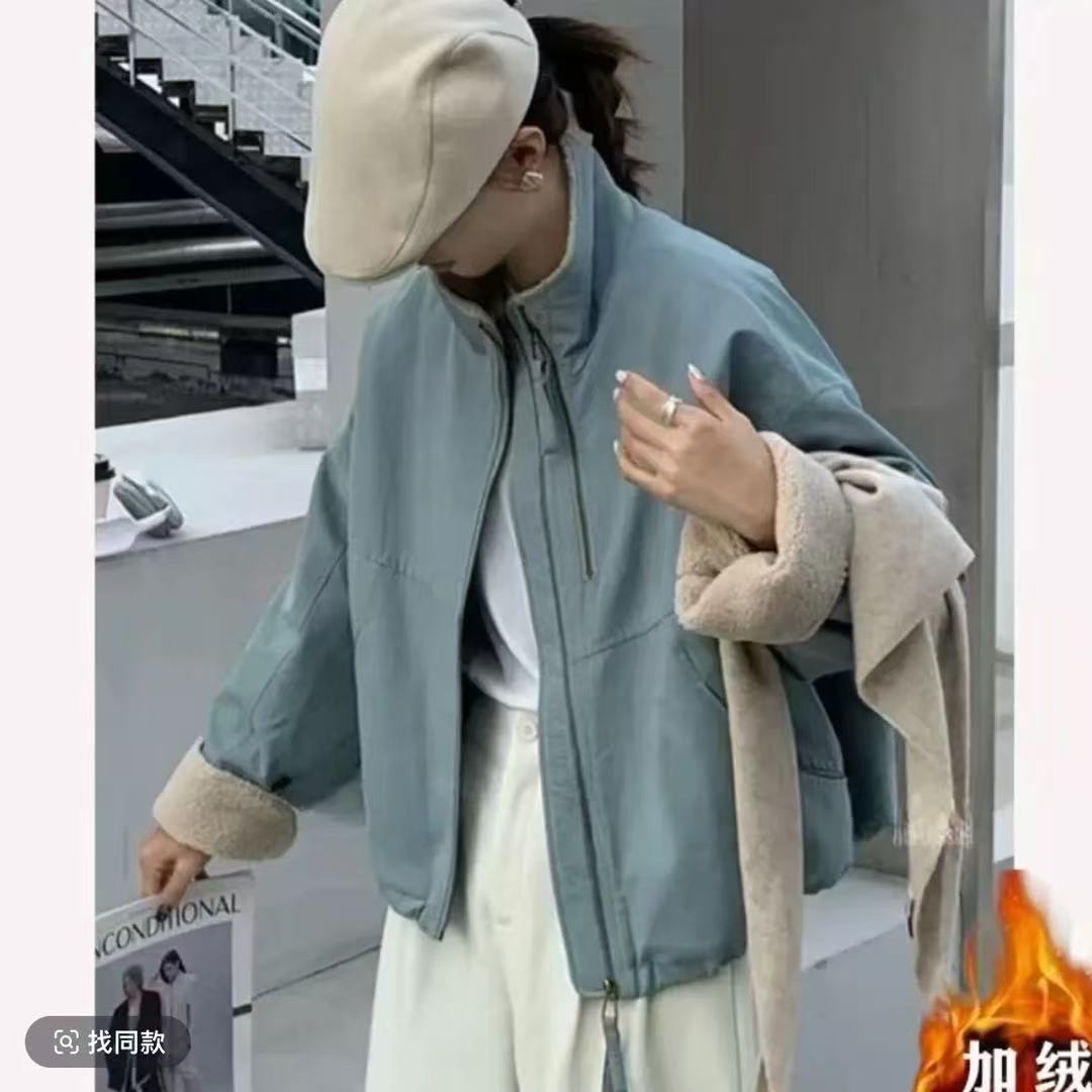 2026女轻薄短款羊羔毛羽绒棉服