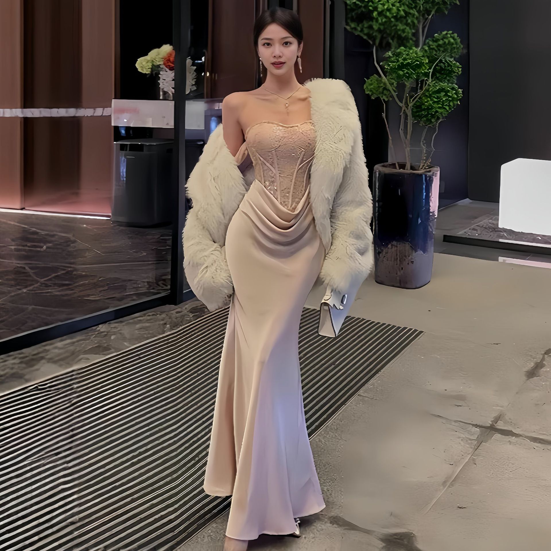 法式抹胸吊带连衣裙女