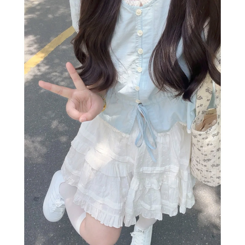 白色蛋糕短裙女春夏季薄