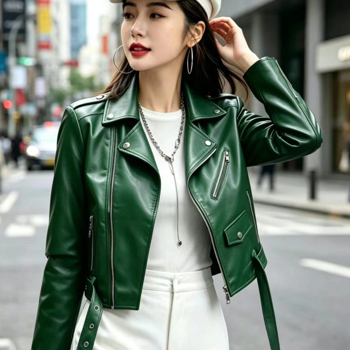 2026秋冬季新款女士皮衣跨境欧美机车服大码女装皮夹克外套黑色