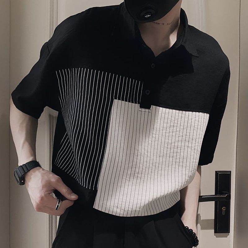 冰丝条纹短袖男士Polo衫夏季薄款