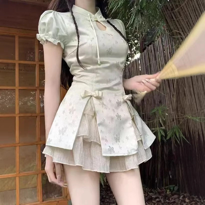 新中式改良旗袍小个子两件套
