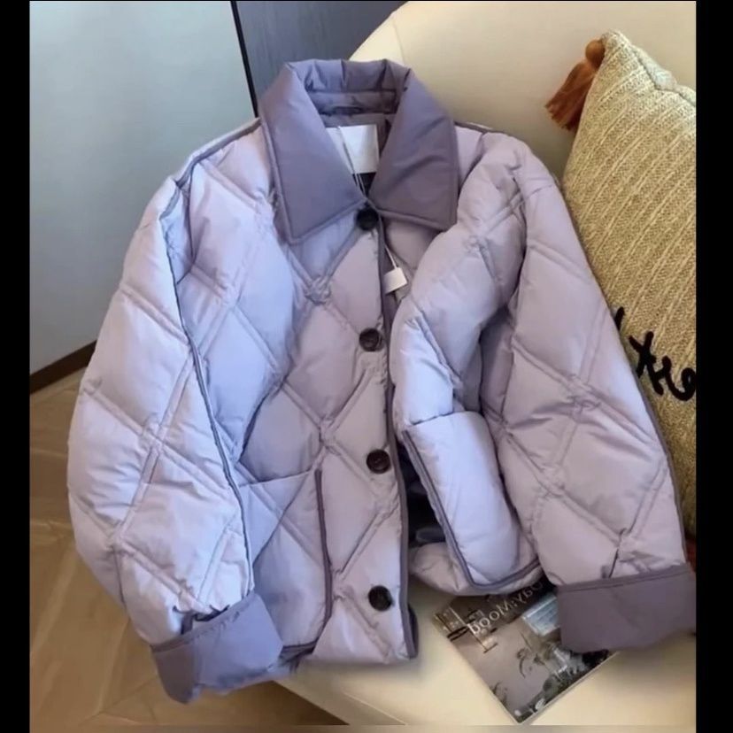 今年流行超好看小香风紫色棉服