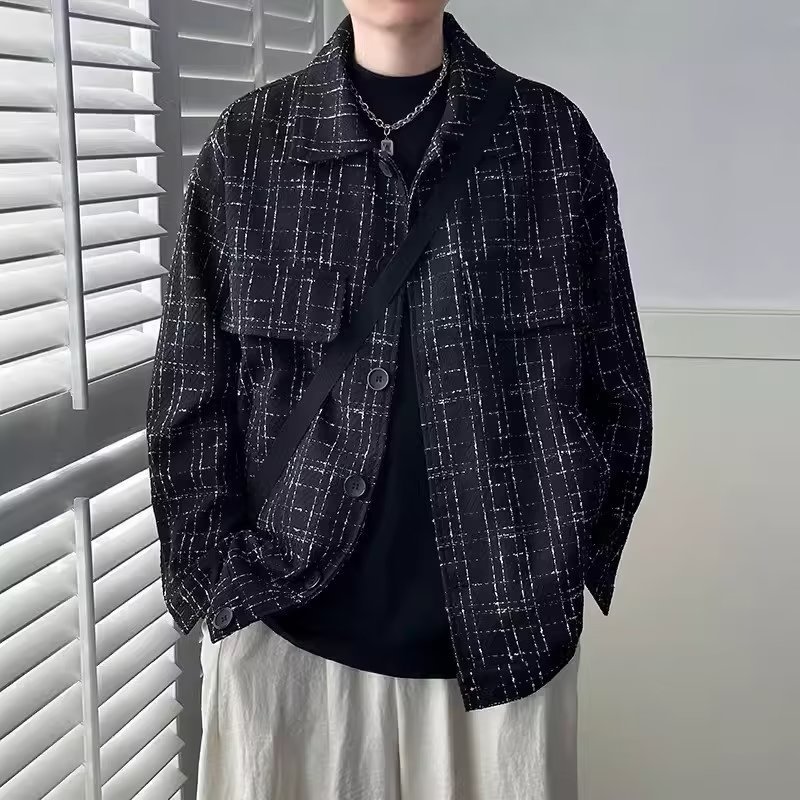 小香风毛呢男士宽松夹克春秋