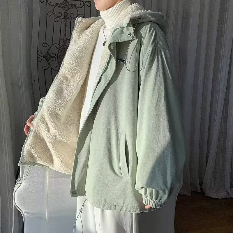 棉服男加绒加厚新款冬装宽松休闲外套潮牌韩系青少年棉衣棉袄衣服