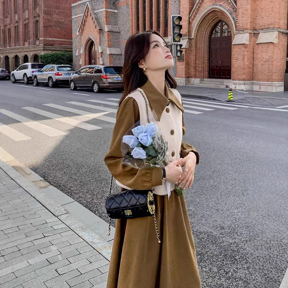 美拉德穿搭衬衫连衣裙女春季
