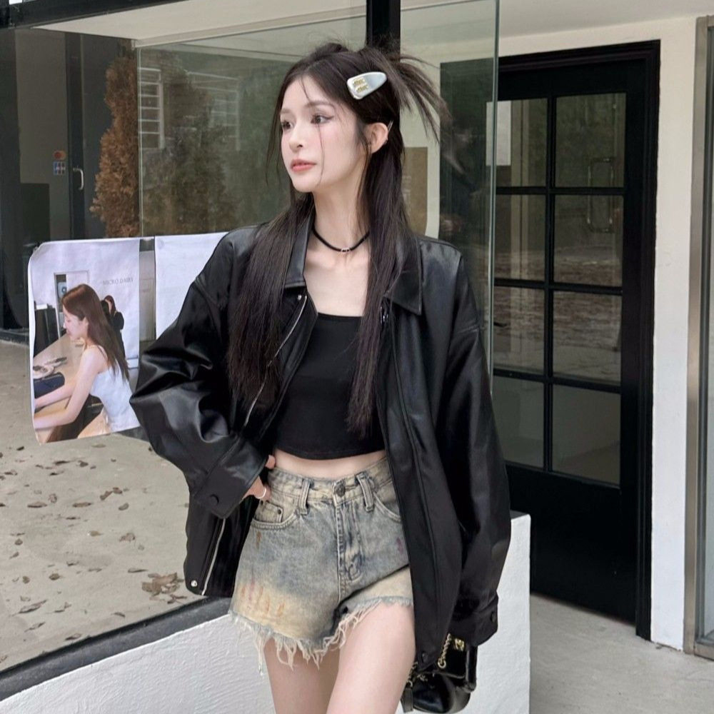 秋冬小香风短款皮衣女小个子