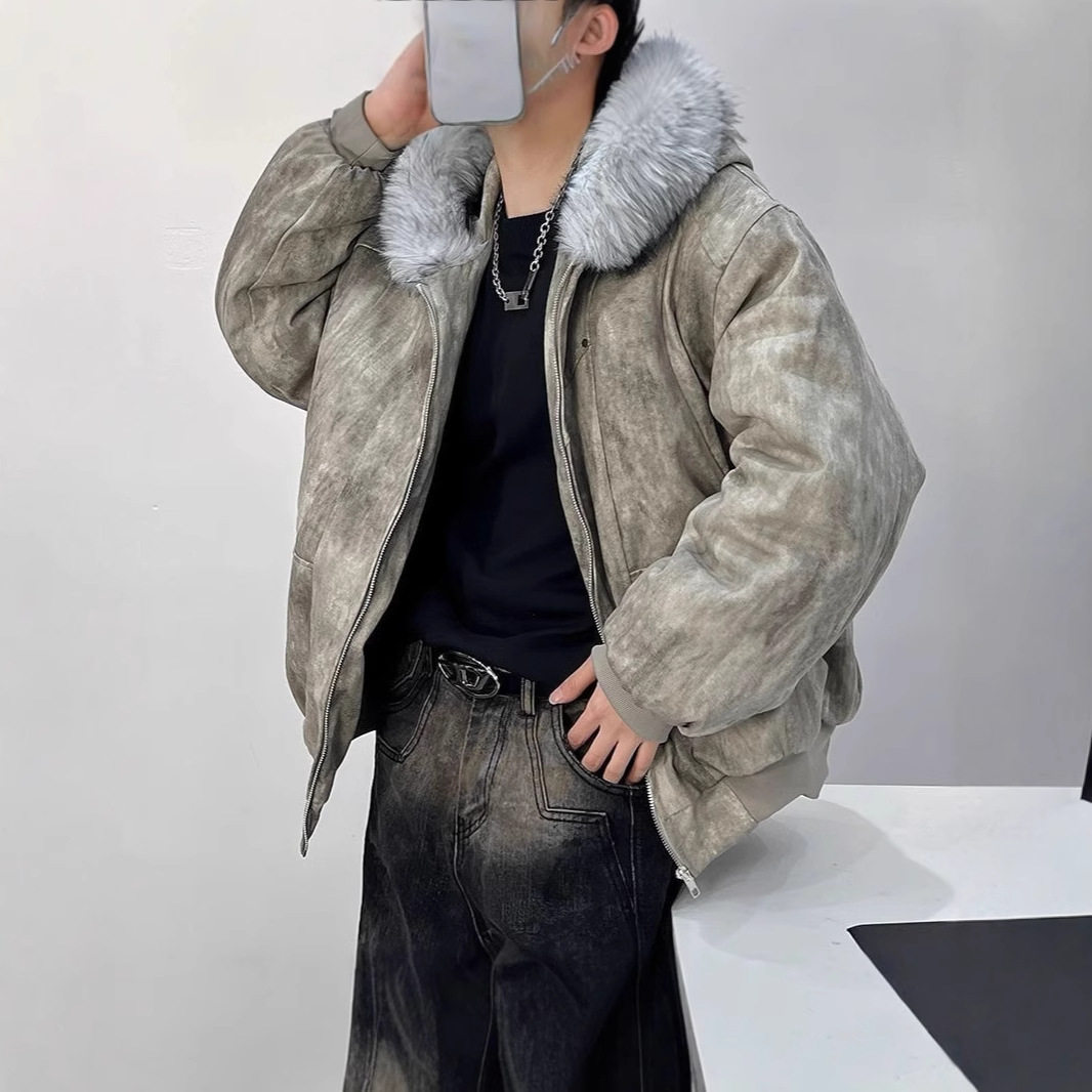新年座山雕连帽加厚保暖男棉衣