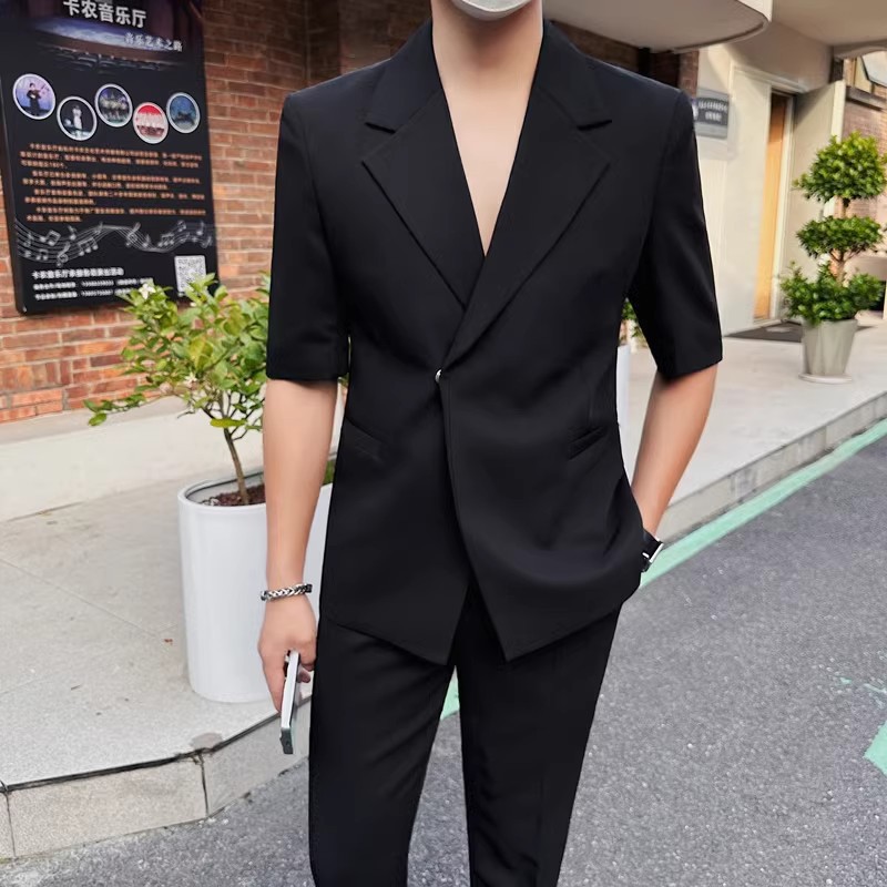 夏季韩版轻熟男士七分袖西装