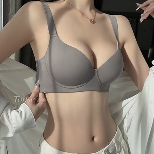 全罩杯无痕文胸 缩胸聚拢收副乳防下垂大码 大胸显小内衣女薄款 夏季