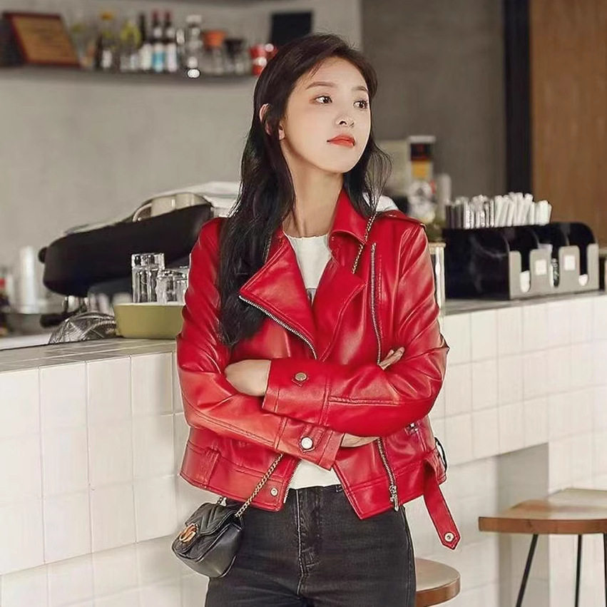 皮衣外套女春秋新款小个子机车服