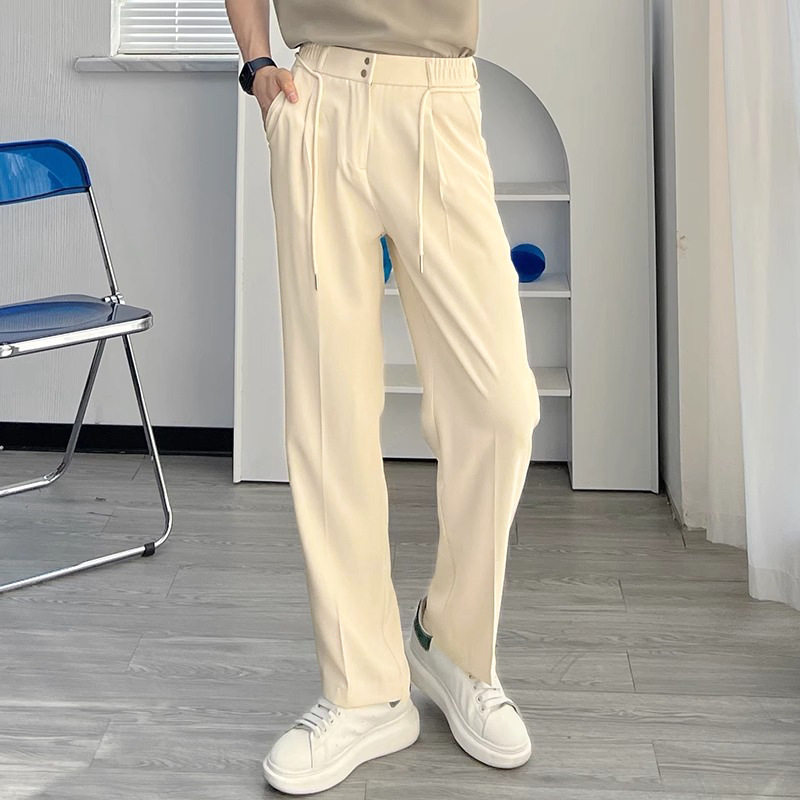 男士垂感冰丝免烫宽松小西裤