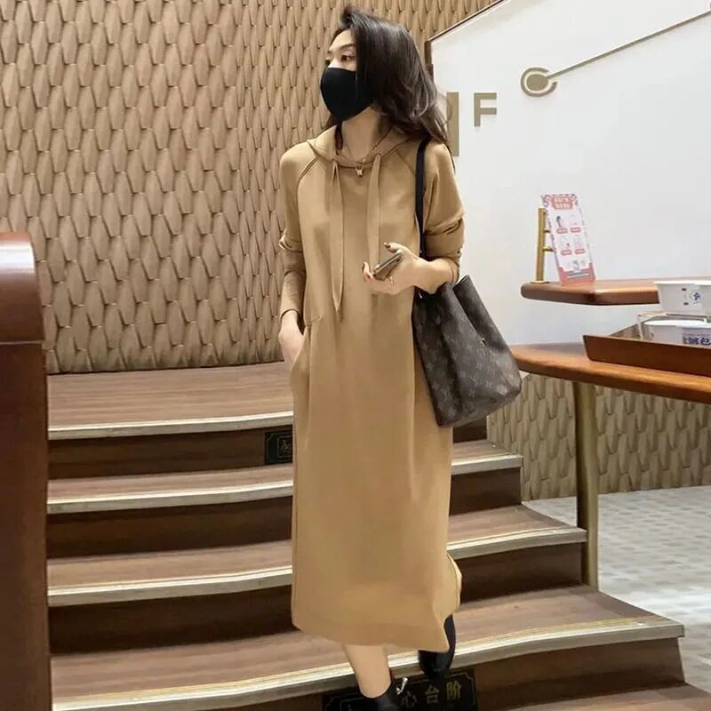 秋季连帽卫衣裙大码女装遮肉