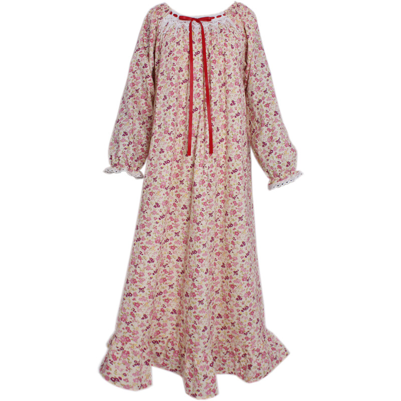 睡裙可爱甜美蕾丝纯棉复古春秋