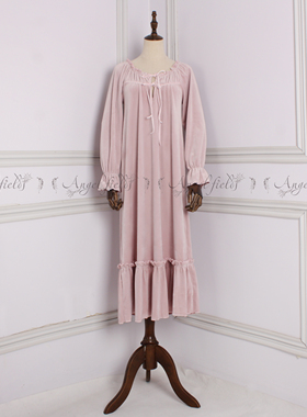 angelfields秋冬加绒加厚可爱甜美宫廷复古睡裙睡衣居服720102