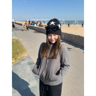 Halonini 经典实穿挂 百搭显瘦韩系立领正肩窄版拉链毛衣3色外套