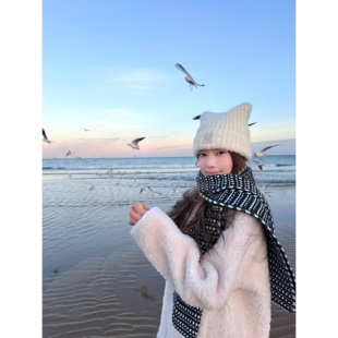 Halonini雪国列车 小白熊1oo羊毛加厚全羊毛保暖韩系立领皮毛一体