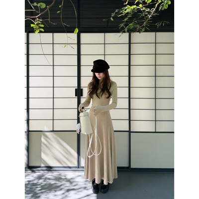 高克重垂垂纸片人显瘦针织连衣裙