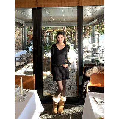 纯欲V领针织连衣裙内搭打底裙