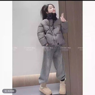 冬季高领棉衣外套2025新款洋气羽绒棉服冬装女孩加厚棉袄加绒裤子