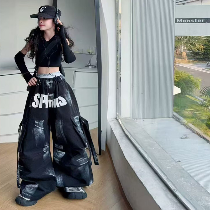 网红女童爵士舞练功服套装