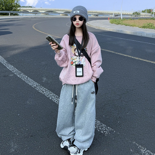 女童加厚卫衣套装2025新款秋冬装儿童洋气时髦中大童女孩运动套装