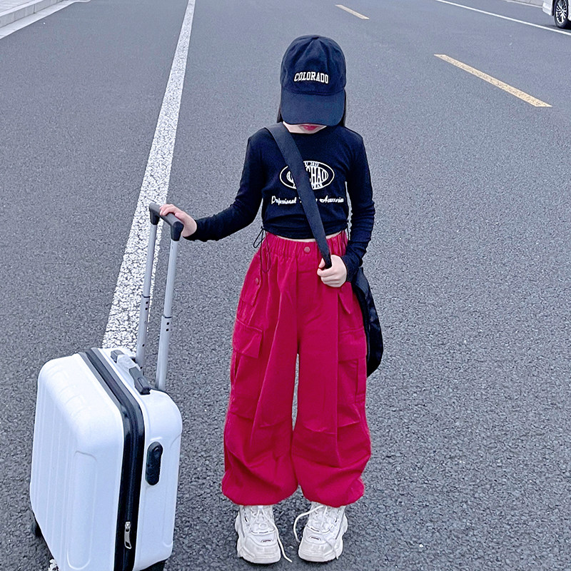 女童裤子秋装2025新款儿童秋季时髦宽松爵士街舞潮装中大童工装裤,童装/婴儿装/亲子装,裤子,淘宝优惠券,粉丝福利购,淘宝优惠卷