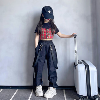 女童街舞套装夏季2024新款炸街儿童爵士嘻哈hiphop舞蹈表演出服潮