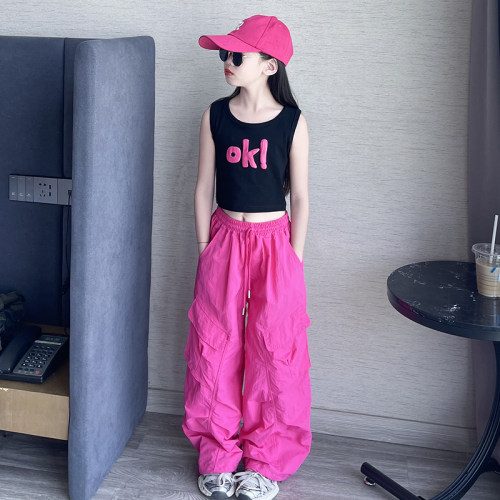 女童夏季速干背心工装裤两件套