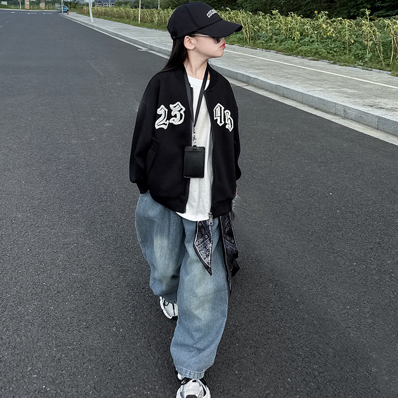 女童牛仔裤春秋款儿童洋气时髦