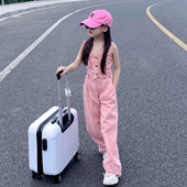 夏季 薄款 韩国童装 女童炸街时髦牛仔套装 儿童洋气吊带背心阔腿裤 潮