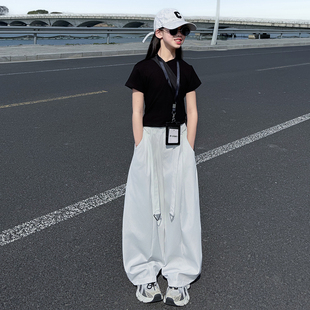 女童夏季短袖修身T恤2026春夏新款宽松显瘦百搭直筒气球裤两件套