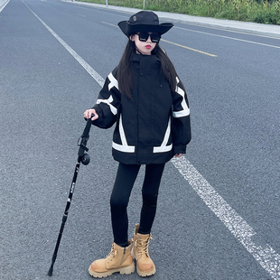 女童冲锋衣三合一可拆卸2026新款女大童三防外套儿童春秋加厚风衣