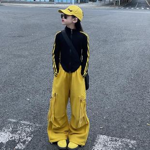女童春装套装街舞爵士中大童春季美式辣妹风工装长裤休闲两件套潮