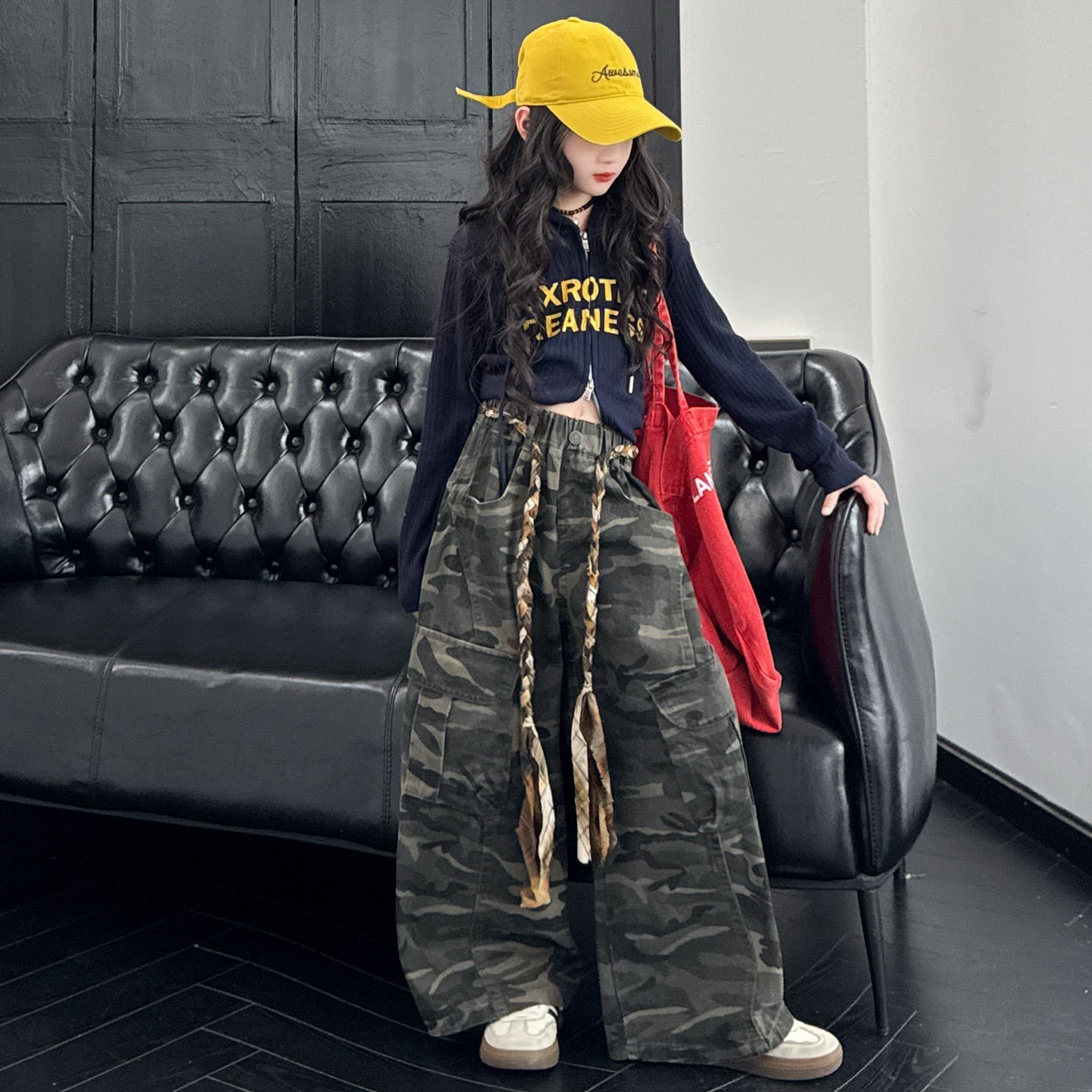 工装裤时髦韩系2025新款女童迷彩