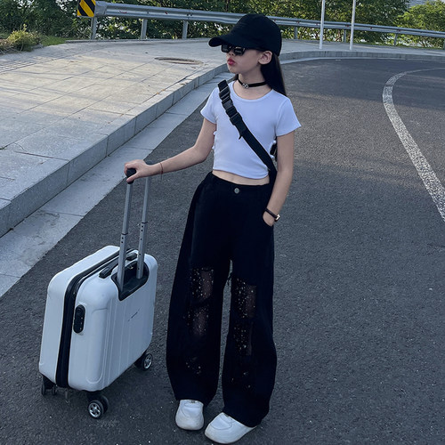 女童2026破洞裤子夏季新款
