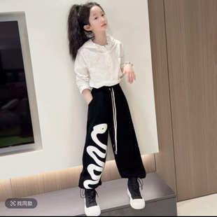 女童裤子春装新款中大童洋气时尚长袖T恤运动卫裤套装春秋长裤潮9