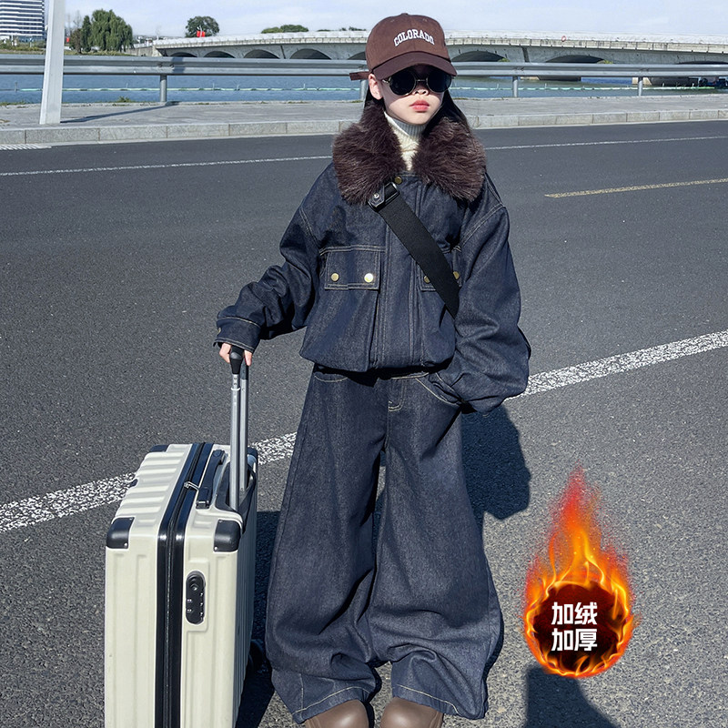 韩版女童小香风夹棉短外套套装洋气2025新款冬季儿童牛仔裤两件套,童装/婴儿装/亲子装,套装,淘宝优惠券,粉丝福利购,淘宝优惠卷