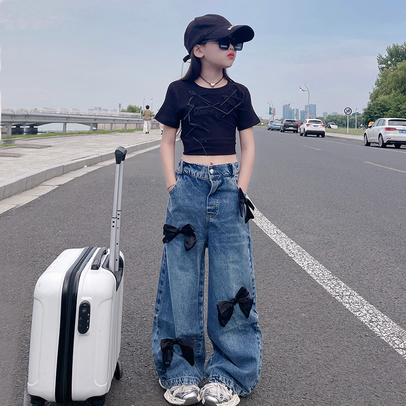 美式复古扎染破洞阔腿牛仔裤女2025年新款高腰显瘦垂感直筒拖地裤,童装/婴儿装/亲子装,儿童牛仔裤,淘宝优惠券,粉丝福利购,淘宝优惠卷