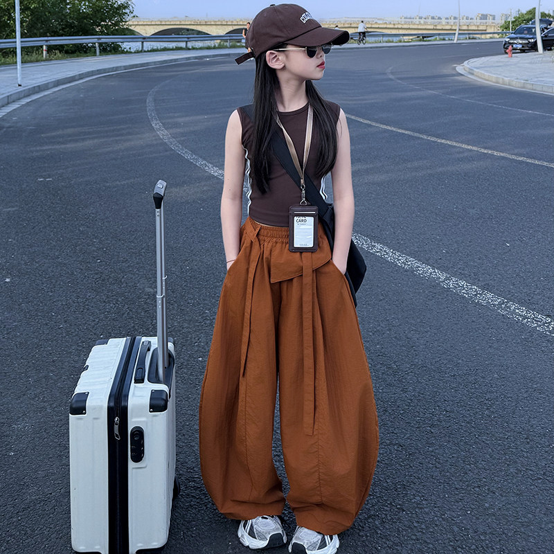 女童裤子夏季2026新款儿童洋气宽松韩版阔腿裤夏装小女孩长裤薄款